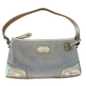 THE‎ SAK Metallic Silver Woven Zipper Lined Pockets Purse